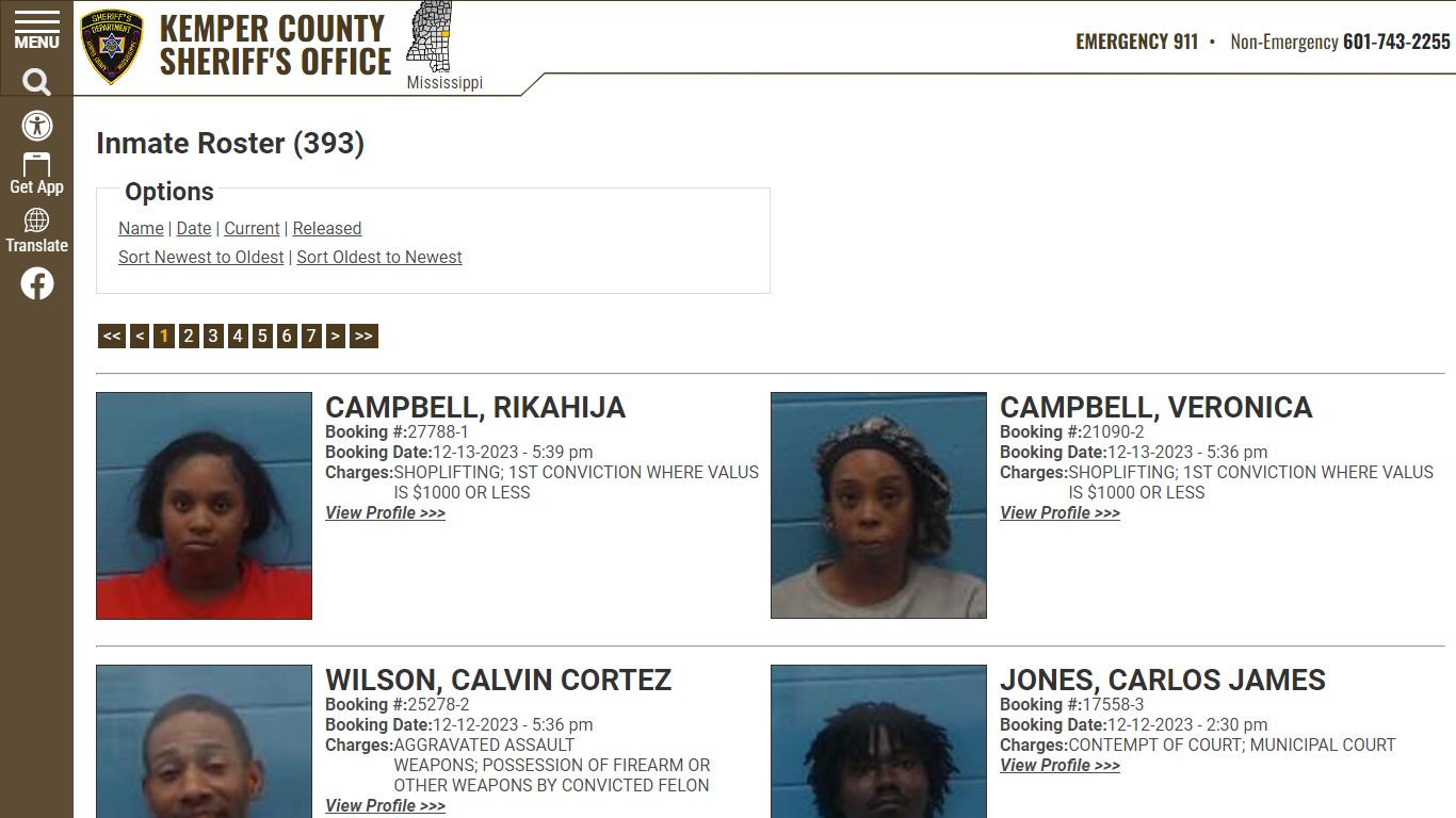 Inmate Roster - Current Inmates Booking Date Descending - Kemper County ...